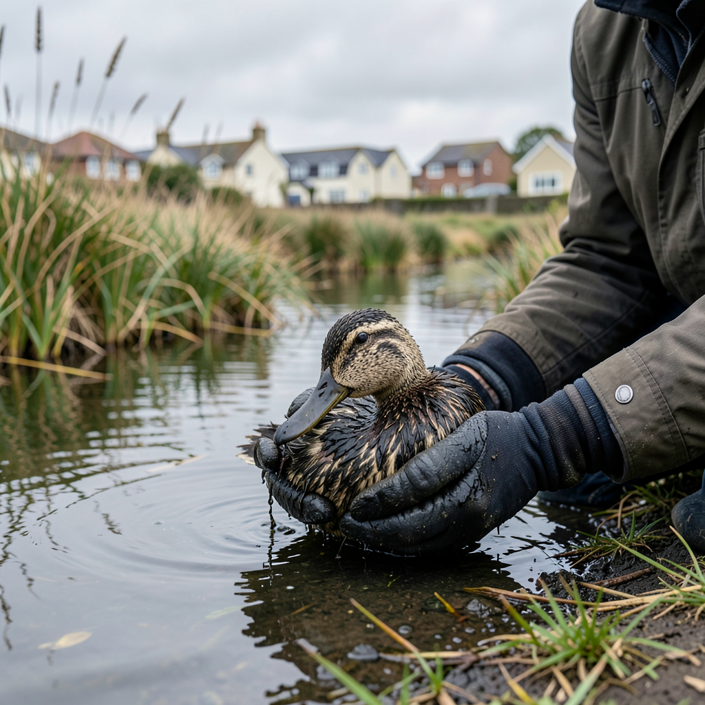 Oil spill at Rottingdean Pond leaves ducks covered as wildlife rescuers struggle